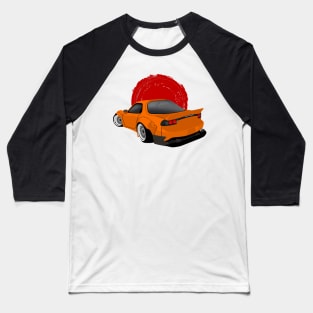 Orange Mazda RX7 Rocket Bunny Back View Baseball T-Shirt